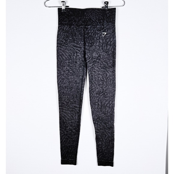 Gymshark Pants - Gymshark Adapt Animal Seamless Leggings‎ Black Grey Scrunch Bum XS Yoga Athletic